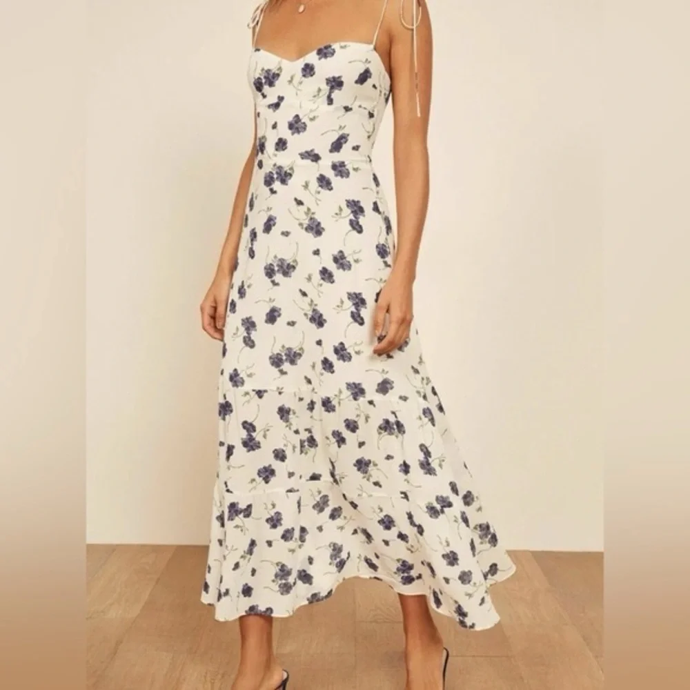 Reformation Emmie Floral Dress In Bluberries size 10 - Picture 1 of 11